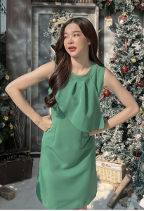 Jellydressing/nappy/เดรสระบายช่วงอก แขนกุด/A060 ( pre order 10-15Days)