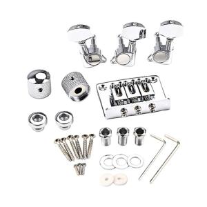 Complete 3 String Guitar Bridge Hardware Set With Tuning Pegs Control Knobs Locking Screws For Electric Box Guitars