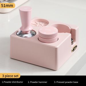 BINCOO Coffee Pink Tamper Set Powder Distributor Square Tamper Base Italian Coffee Utensils 51/58MM
