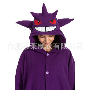 Pokemon Cartoon  Pajama Couples Gengar Jumpsuit Halloween Costume Casual Homewear