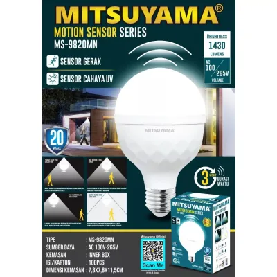 Lampu Bohlam Sensor Gerak LED Bulb Mitsuyama MS-9820MN Motion Sensor SERIES 20w 9820 MN - zansen