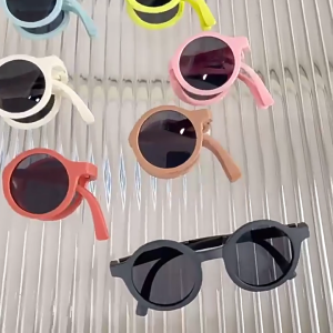 Dễ thương Vòng Kính râm trẻ em có thể gập lại bảo vệ khỏi tia UV cao su linh hoạt kính màu-Bỏ Túi-kích thước cho trẻ mới biết đi bé gái bé trai