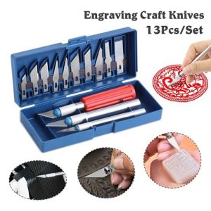 Set Pisau Ukir Seni 13 in 1 Crafting Knife 3 Handle Mata Pisau
