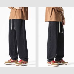 กางเกงยีนส์ผู้ชาย กางเกงขายาว baggy jeans เอวยางยืด 4สี สไตล์ลำลอง สไตล์สตรีท ใส่สบาย