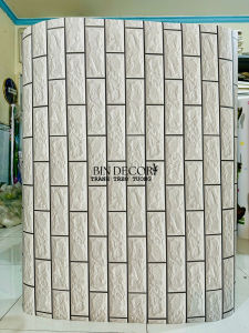 (ẢNH CHỤP) Decal dán tường gạch xám trang trí decor quán có sẵn keo