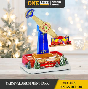 ONELINE FC003 Christmas Village Carnival Amusement Park Swing Hammer Animated Musical Light-up