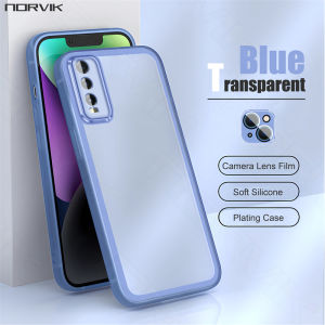 【 With Lens Films 】 NORVIK Blue Translucent Camera Shockproof Soft Phone Case for Vivo V29 S17 Y78 Y27 Y36 iQOO Z7 Z7X 11 V27 V27e X90 X80 Y02 Y02A V25 Y75 Y55 Y35 Y16 V23 X70 Y72 Y20S Pro 4G 5G Luxury Anti-fall Phone Casing Cover N10-1