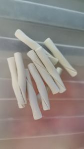 PER KILO PET DOG TREATS 7CM CURLY STICK O BBQ MILK BANANA STRAWBERRY ORANGE FLAVOR