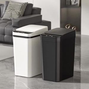 FFBH Large-capacity Waste Bins Waterproof Induction Waste Bins Minimalist Smart Interaction Trash Can Modern Household Cleaning Tools 3H4K8