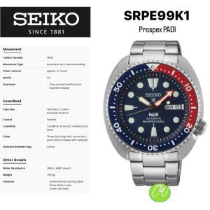 [ OFFICIAL SEIKO WARRANTY ] SEIKO PROSPEX SRPE99K1 SPECIAL EDITION TURTLE PADI AUTOMATIC WATCH