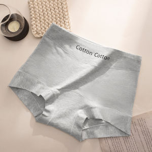 【YWEOKCAU】Boxer Panties 100% Cotton Mid Waist Women Boyshort Plus Size Breathable Seamless Pure Cotton Panties