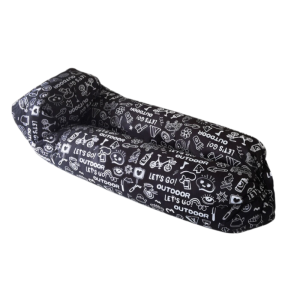 Camping Lightweight Inflatable Sofa Graffiti Style 210D Oxford Cloth Pump-Free Inflation Portable Sofa for Camping and Outdoorpillow