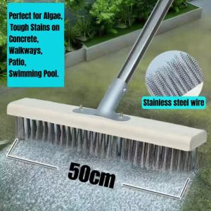 【Quick delivery】Heavy Duty Floor Scrubber Brush with PoleMoss Remover Wire Cleaning Brushes for Rough SurfaceConcrete FloorPatioGardenGarage