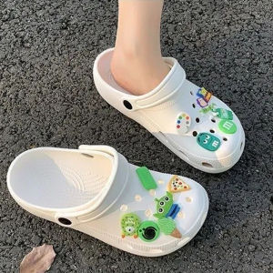 KDAShop พร้อมส่ง✨รองเท้าแตะแฟชั่นผญแบบสวมสีพื้นมีตัวติดการ์ตูนสุดน่ารัก รองเท้าแตะหัวโตสีพื้นมี 4 สีเรียบๆไม่มีลวดลาย รองเท้าแตะผู้หญิงน้ำหนักเบาใส่สบายไม่ปวดเท้า👍