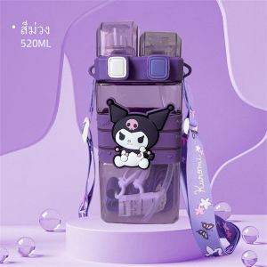 JUNCHUANG 【สติกเกอร์ฟรี】 520ml/640ml ขวดน้ำเด็ก  ความจุขนาดใหญ่พร้อมท่อขวดน้ำแบบพกพาขวดน้ำการ์ตูน BPA ฟรี แก้วน้ำเด็ก