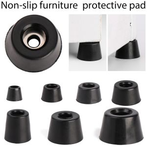 JING 8pcs Furniture Parts Black Cabinet Speaker Furniture Slip Feet Tapered PVC Foot Mat Protective Pad