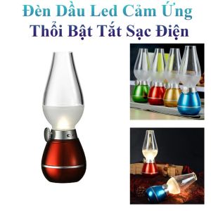 Đèn Dầu LED Cảm Ứng Thổi – Đèn Ngủ & Trang Trí Vintage USB Sạc Tiện Lợi