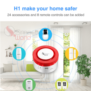 SMART WORLD TUYA WIFI Smart Alarm System Phone APP Control Wireless Home Alarm System WiFi Smart Siren Detector Sensor (SW-H1)