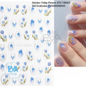 Set 3 Mẫu Sticker Dán Móng Tay 3D  Chống Nước Hoạ Tiết Hoa Tulip Viền Vàng Sang Trọng YB001-YB003