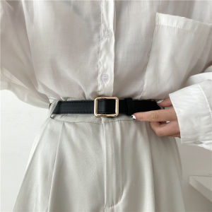 Toras square buckle with no holes adjustable large womens belt 2023 new Korean womens fashion belt