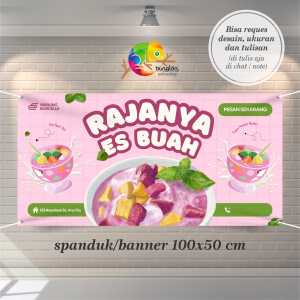 Cetak Spanduk Banner Rajanya Es Buah Merah Muda dan Hijau