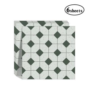 CANICECA 6pcs Matte Frosted Self Adhesive Floor Tile Waterproof 20x20cm Wall Stickers DIY Renovation Wear-resistant Removable Floor Tile Stickers Bathroom Kitchen