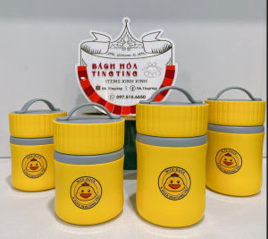 Bình ủ cháo giữ nhiệt 580ML bình giữ ấm thức ăn Duck vịt vàng kèm muỗng tiện dụng cho bé_TingTing