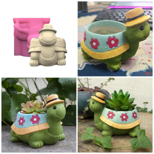 Durable 3D Silicone Mold Silicone Casting Mould Turtle Shape Silicone Craft Molds for Making Concrete Resin Flowerpot
