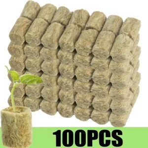 100Pcs Hydroponic Grow Media Seedling Grow Plug Cubes Plant Cubes Soilless Substrate Seeded Rock Wool Plug Seedling Block