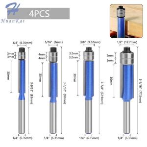 Cutora ดอกเราเตอร์แบบมีก้านขนาด1/4 "1/4" พร้อมดอกลูกปืนคู่2ใบมีดเครื่องมือการกัดไม้สำหรับงานไม้
