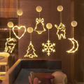 Christmas Window Suction Cup Chandelier Light Decorations / Creative Cute Window String Lamp / Santa Claus Battery Powered  Stirng Lights for Christmas Party Decor/. 