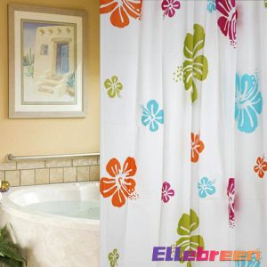 Shower Curtain Heat Blocking Curtain Liners Cartoon Pattern Waterproof 1.8*1.8m With Hooks