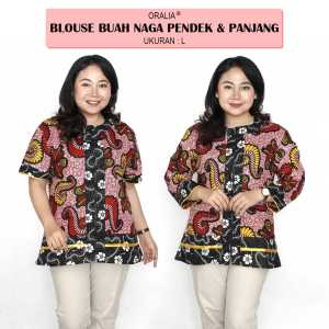 Blouse Big Size Wanita Atasan Batik Lengkap S-M-L-XL-2L-3L-4L-5L-6L-7L Model Blus Jumbo Seragam Batik / Atasan Formal Kantor Wanita Kerja / Pakaian Batik Kekinian LD 140