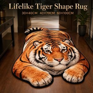 MIRELINA Multiple Sizes Optical Illusion Doormat Lifelike Tiger Shape Bedroom Floor Mat Creativity Abrasion-resistant Bathroom Carpet Home Decor