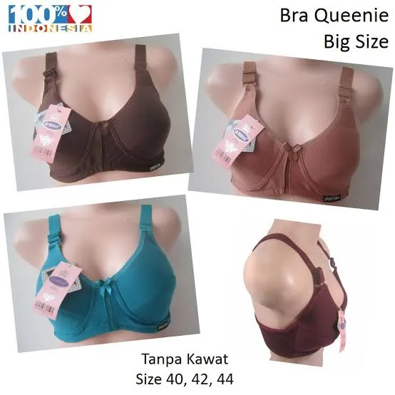 Uk (40 42 44) Bra / BH Wanita Tanpa Kawat Ukuran Besar Queenie Jumbo Big  Size COD - Amarella