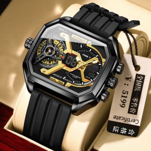 Top POEDAGAR electronic watch for men waterproof silicon strap multifunctional chronograph calendar luminous fashion watch square
