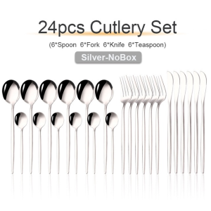 24 Pieces / Set Luxury Gold Cutlery Set Gold Plated Stainless Steel Cutlery