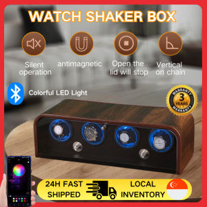 【Local Stock】Vertical Watch Winder Box Automatic 2/4 slot Wood Watch box storage With colored light Mechanical Watch display box