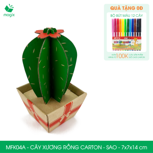 MFK04A - 7x7x14 cm - Cây xương rồng lắp ráp bằng giấy carton để bàn trang trí bộ xếp hình sáng tạo