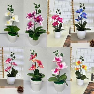 CHARMHOME ทำเอง กล้วยไม้ผีเสื้อจำลอง ของขวัญ 26ซม บอนไซออร์คิดเทียม ใหม่ ดอกไม้ปลอม สำหรับการตกแต่งงานแต่งงานที่บ้าน