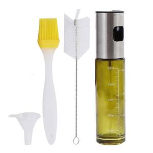 Kitchen Oil Sprayer Bottle 100ml Capacity Lightproof Construction Press Pump Dispenser With Visible Scale Marking