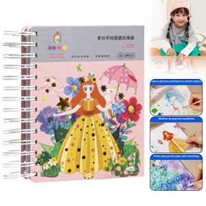 Reusable Handcraft Sticker Book Diy Stickers Hand-painted Coloring Creative Poking Poke Painting Girls Dress Up Toys Girl Gifts for 3+Ages