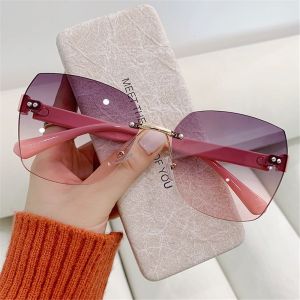 2022 New Ladies Eyeglasses UV400 Rimless Sunglasses Women Shades Frameless Sun Glasses Gradient Sunglasses