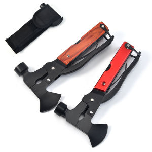 LZD  Stainless Steel Black Color Wood Multi-Function Axe Head Hammer Outdoor Survival Tool Camping  Safety Hammer