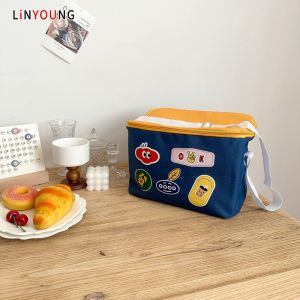 Linyoung Picnic Bag 10 Liters Large Capacity Aluminum Film Lunch Bag Cartoon Print Outdoor Insulation Bags