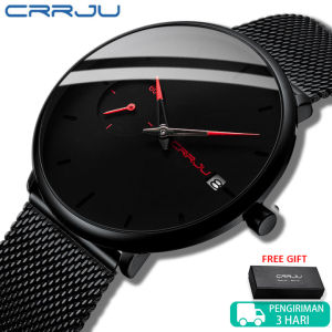 CRRJU Jam Tangan Pria Anti Air Tali Stainless Steel Olahraga Automatic Calendar Jam (2258)