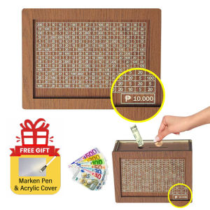 Wooden Money Box with Counter Peso Saving Goal Reusable Piggy Bank for Kids Gift