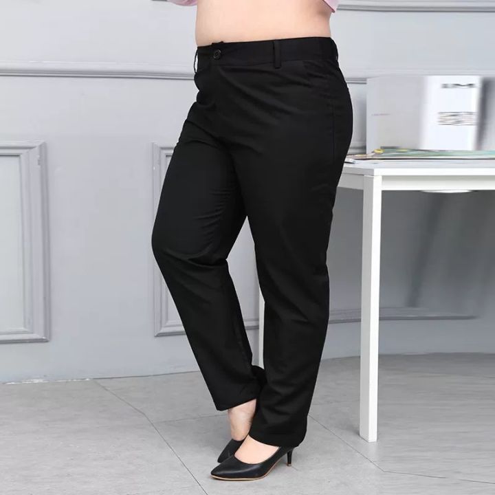 Lings Closet Plain Black Slacks Pants For Women Plus Size 2806