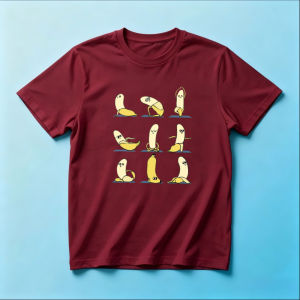 Funny Cartoon Banana Yoga Poses Graphic Tee Breathable Short Sleeve Tops Meme Humor Regular Fit Daily Gym Casual Outfit