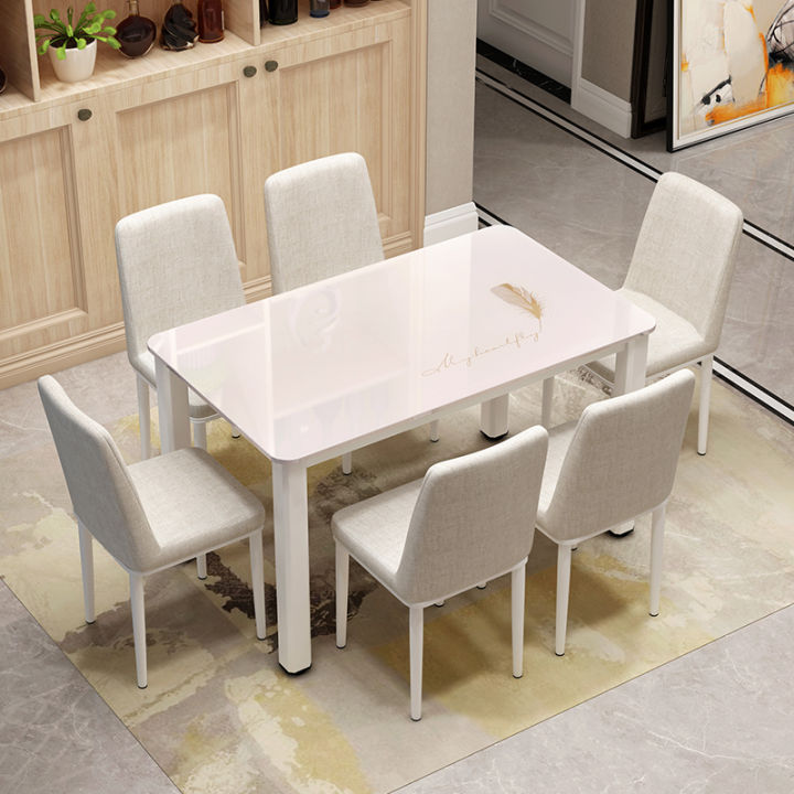 . Tempered glass dining table and chair household small apartment